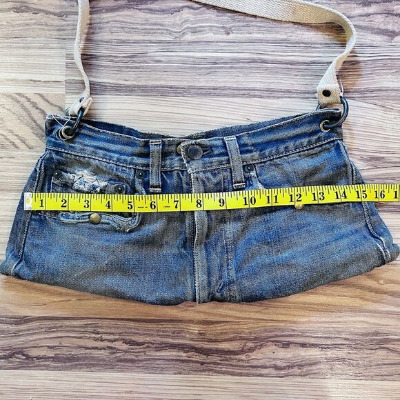 Levi's Vintage Jeans Purse Boho Bag Distressed Big E Denim - Picture 3 of 16